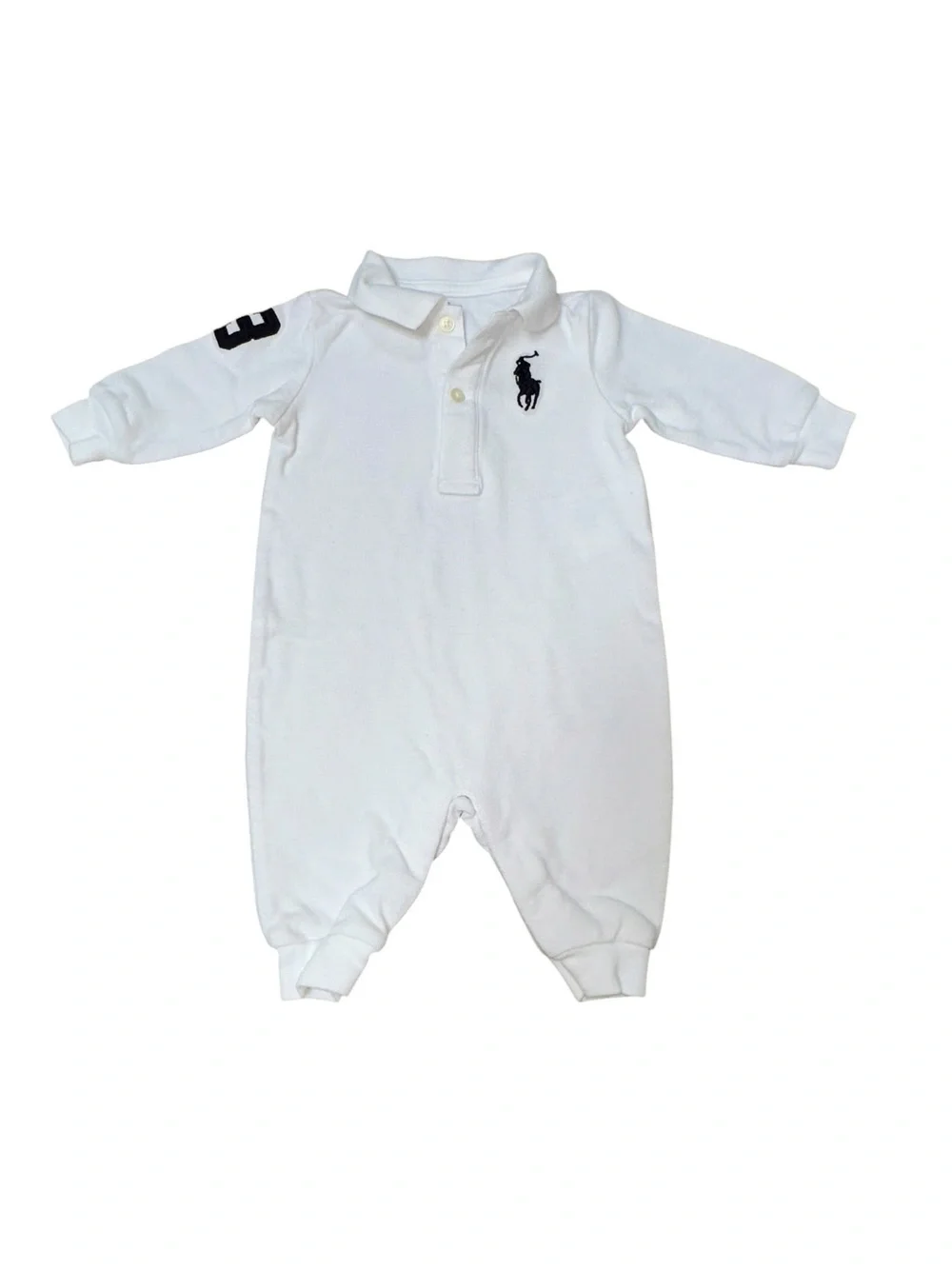 Ralph Lauren white long sleeve onesie. Size 3m